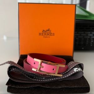 Hermes Behapi Bracelet Rose Gold Pink/Red